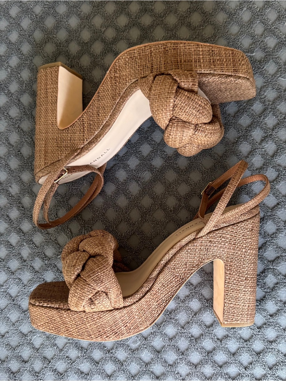 Loeffler Randall Fae Braided Brown Raffia Platform Sandals Size 9.5 - Picture 5 of 9